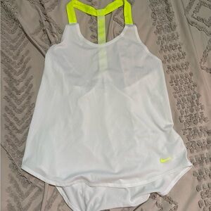 Nike Dri-FIT White and Neon Yellow Tank